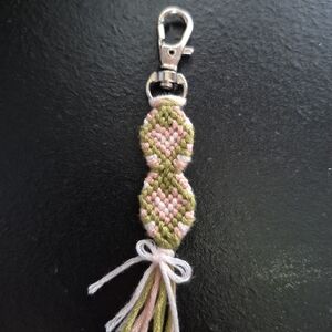 Handmade Pink and Green Keychain